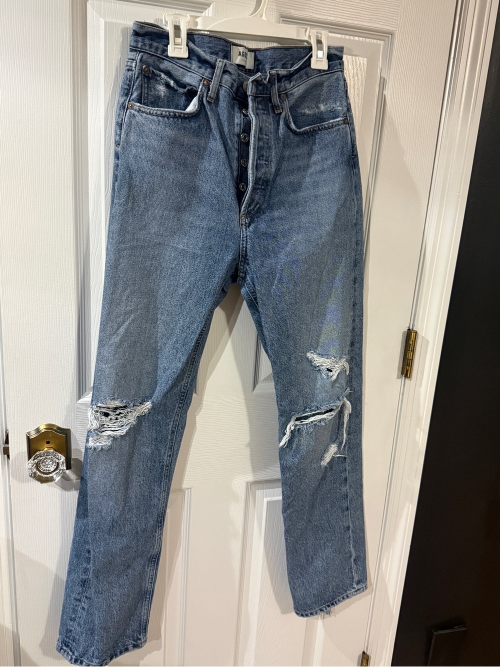 Agolde Distressed Straight Leg Jeans